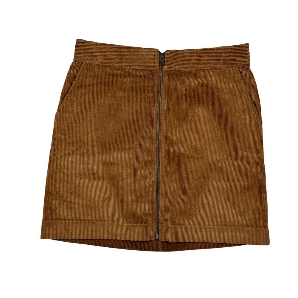 NWT Gap Corduroy Mini Skirt Womens 8 Brown Full Front Zip Pockets Dark Academia